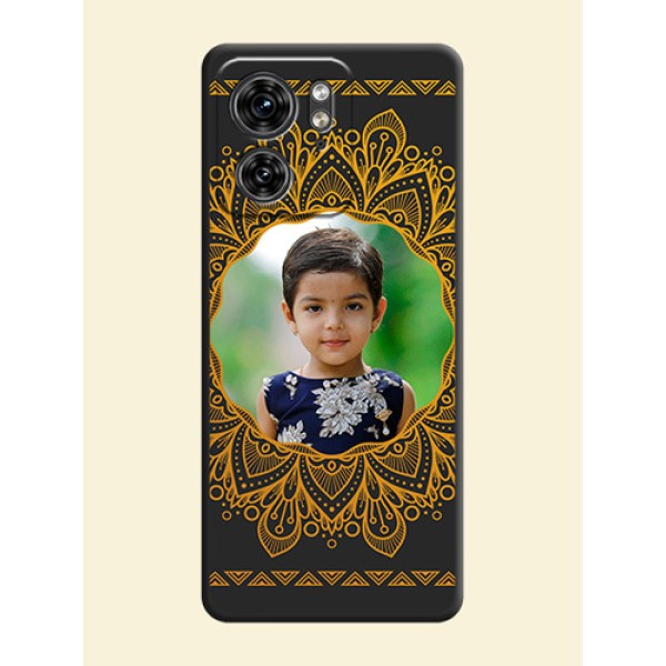 Round Image with Floral Design - Photo on Space Black Soft Matte Mobile Cover - Edge 40