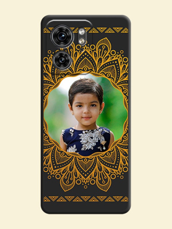 Round Image with Floral Design - Photo on Space Black Soft Matte Mobile Cover - Edge 40