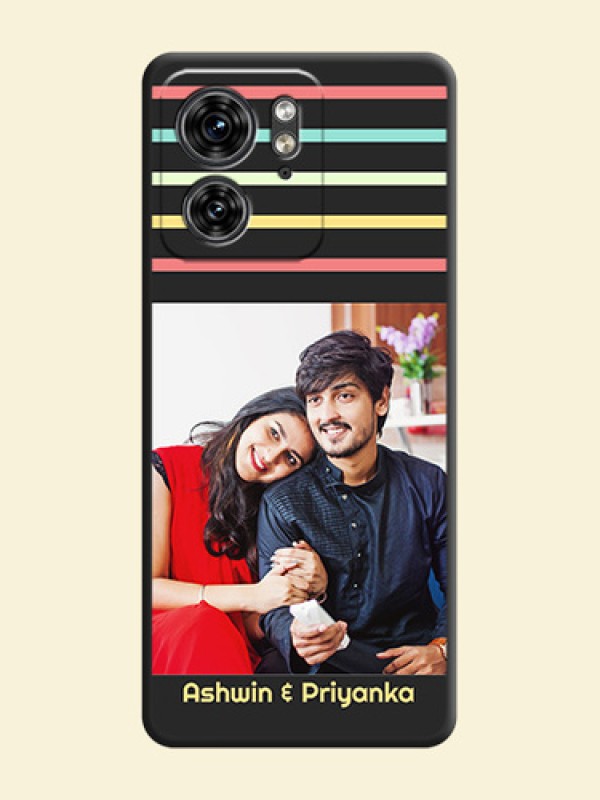 Color Stripes with Photo and Text - Photo on Space Black Soft Matte Mobile Case - Edge 40