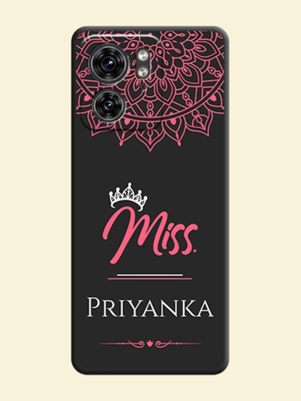 Mrs Name with Floral Design on Space Black Personalized Soft Matte Phone Covers - Edge 40