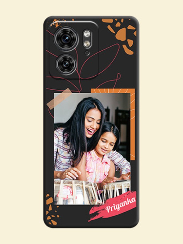 Orange Photo Frame on Space Black Custom Soft Matte Phone Back Cover - Edge 40