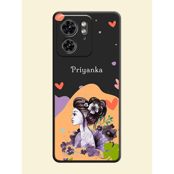 Namecase For Her With Fancy Lady Image On Space Black Personalized Soft Matte Phone Covers - Edge 40 Namecase For Her With Fancy Lady Image On Space Black Personalized Soft Matte Phone Covers - Edge 40