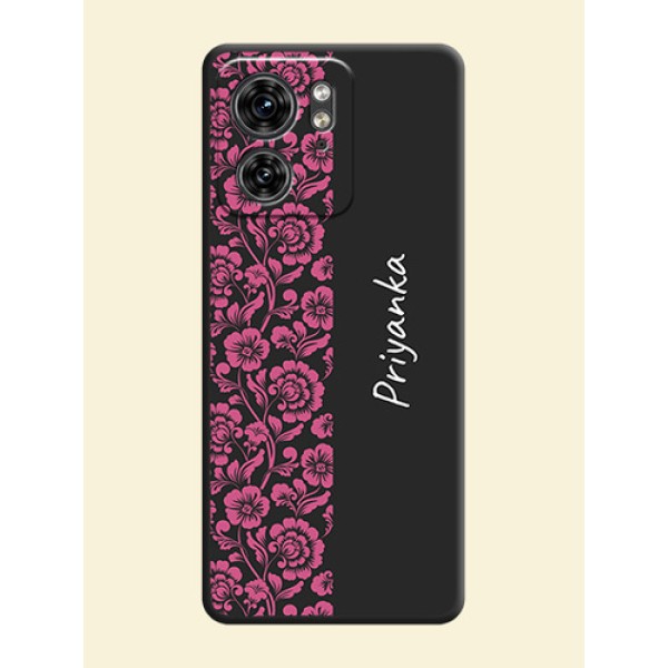 Pink Floral Pattern Design With Custom Text On Space Black Personalized Soft Matte Phone Covers - Edge 40 Pink Floral Pattern Design With Custom Text On Space Black Personalized Soft Matte Phone Covers - Edge 40