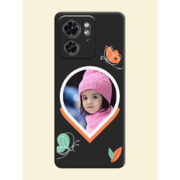 Upload Pic With Simple Butterly Design On Space Black Personalized Soft Matte Phone Covers - Edge 40 Upload Pic With Simple Butterly Design On Space Black Personalized Soft Matte Phone Covers - Edge 40