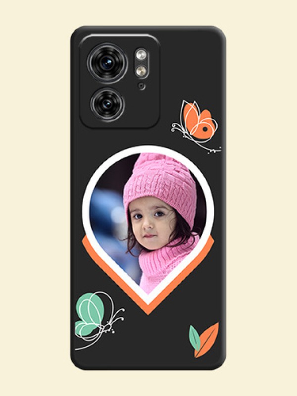 Upload Pic With Simple Butterly Design On Space Black Personalized Soft Matte Phone Covers - Edge 40