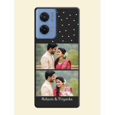 Miniature Love Symbols with Name On Space Black Custom Soft Matte Mobile Back Cover - Motorola Edge 50 Fusion 5G
