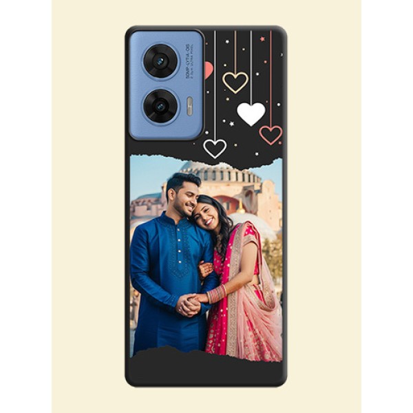 Love Hangings with Splash Wave Picture On Space Black Custom Soft Matte Mobile Back Cover - Motorola Edge 50 Fusion 5G
