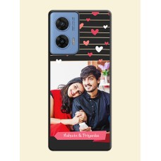 Love Pattern with Name on Pink Ribbon on Photo On Space Black Custom Soft Matte Mobile Back Cover - Motorola Edge 50 Fusion 5G