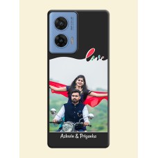 Fall in Love Pattern with Picture on Photo On Space Black Custom Soft Matte Mobile Back Cover - Motorola Edge 50 Fusion 5G