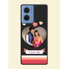 Love Shaped Photo with Colorful Stripes On Space Black Custom Soft Matte Mobile Back Cover - Motorola Edge 50 Fusion 5G