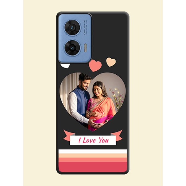 Love Shaped Photo with Colorful Stripes On Space Black Custom Soft Matte Mobile Back Cover - Motorola Edge 50 Fusion 5G Love Shaped Photo with Colorful Stripes On Space Black Custom Soft Matte Mobile Back Cover - Motorola Edge 50 Fusion 5G