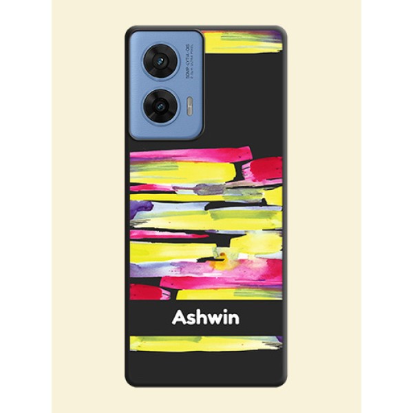Brush Coloured On Space Black Custom Soft Matte Mobile Back Cover - Motorola Edge 50 Fusion 5G Brush Coloured On Space Black Custom Soft Matte Mobile Back Cover - Motorola Edge 50 Fusion 5G
