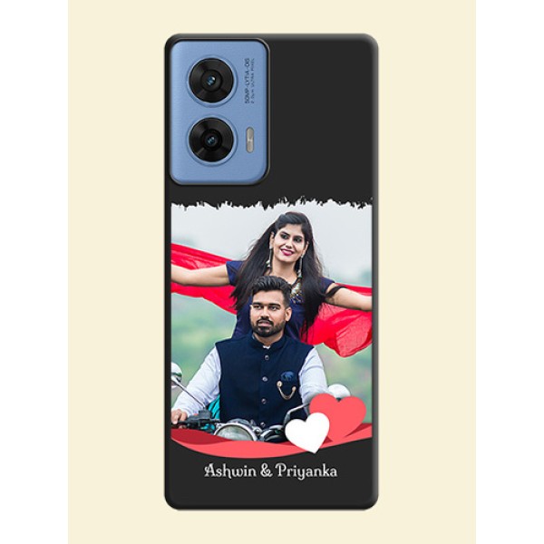 Pin Color Love Shaped Ribbon Design with Text On Space Black Custom Soft Matte Mobile Back Cover - Motorola Edge 50 Fusion 5G