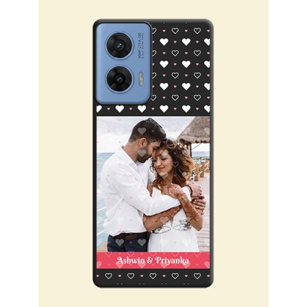 White Color Love Symbols with Text Design on Photo On Space Black Custom Soft Matte Mobile Back Cover - Motorola Edge 50 Fusion 5G