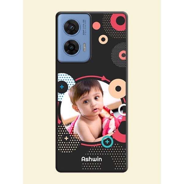 Multicoloured Round Image On Space Black Custom Soft Matte Mobile Back Cover - Motorola Edge 50 Fusion 5G Multicoloured Round Image On Space Black Custom Soft Matte Mobile Back Cover - Motorola Edge 50 Fusion 5G