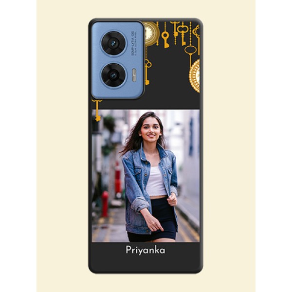 Decorative Design with Text On Space Black Custom Soft Matte Mobile Back Cover - Motorola Edge 50 Fusion 5G Decorative Design with Text On Space Black Custom Soft Matte Mobile Back Cover - Motorola Edge 50 Fusion 5G