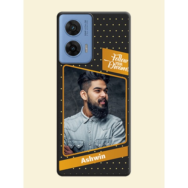 Follow Your Dreams with White Dots On Space Black Custom Soft Matte Mobile Back Cover - Motorola Edge 50 Fusion 5G Follow Your Dreams with White Dots On Space Black Custom Soft Matte Mobile Back Cover - Motorola Edge 50 Fusion 5G