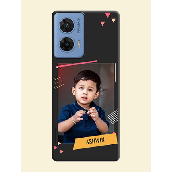 Photo Frame with Triangle Small Dots on Photo On Space Black Custom Soft Matte Mobile Back Cover - Motorola Edge 50 Fusion 5G