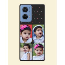 Multicolor Dotted Pattern with 4 Image Holder On Space Black Custom Soft Matte Mobile Back Cover - Motorola Edge 50 Fusion 5G