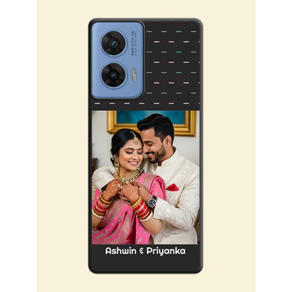Line Pattern Design with Text On Space Black Custom Soft Matte Mobile Back Cover - Motorola Edge 50 Fusion 5G Line Pattern Design with Text On Space Black Custom Soft Matte Mobile Back Cover - Motorola Edge 50 Fusion 5G