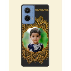 Round Image with Floral Design On Space Black Custom Soft Matte Mobile Back Cover - Motorola Edge 50 Fusion 5G