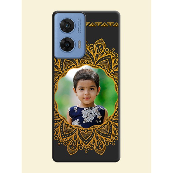 Round Image with Floral Design On Space Black Custom Soft Matte Mobile Back Cover - Motorola Edge 50 Fusion 5G Round Image with Floral Design On Space Black Custom Soft Matte Mobile Back Cover - Motorola Edge 50 Fusion 5G