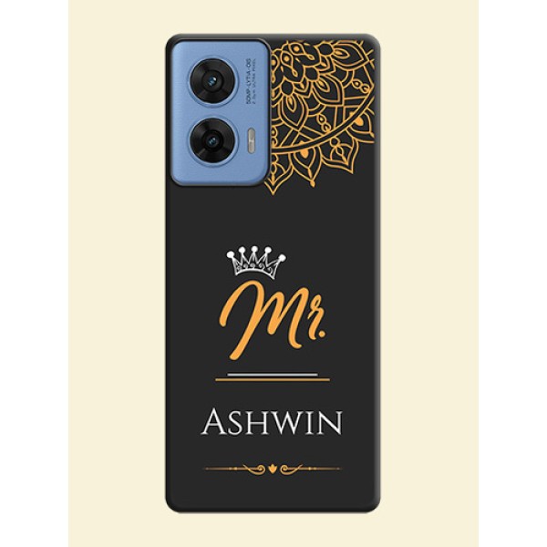 Mr Name with Floral Design On Space Black Custom Soft Matte Mobile Back Cover - Motorola Edge 50 Fusion 5G Mr Name with Floral Design On Space Black Custom Soft Matte Mobile Back Cover - Motorola Edge 50 Fusion 5G