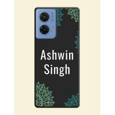 Your Name with Floral Design On Space Black Custom Soft Matte Mobile Back Cover - Motorola Edge 50 Fusion 5G
