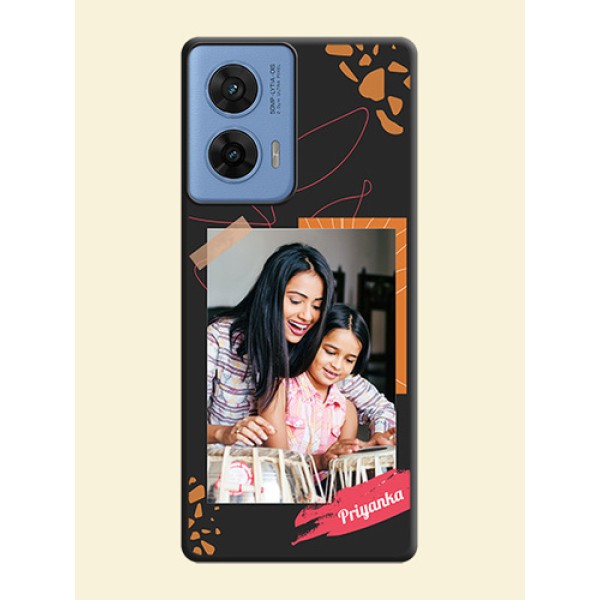 Orange Photo Frame On Space Black Custom Soft Matte Mobile Back Cover - Motorola Edge 50 Fusion 5G Orange Photo Frame On Space Black Custom Soft Matte Mobile Back Cover - Motorola Edge 50 Fusion 5G