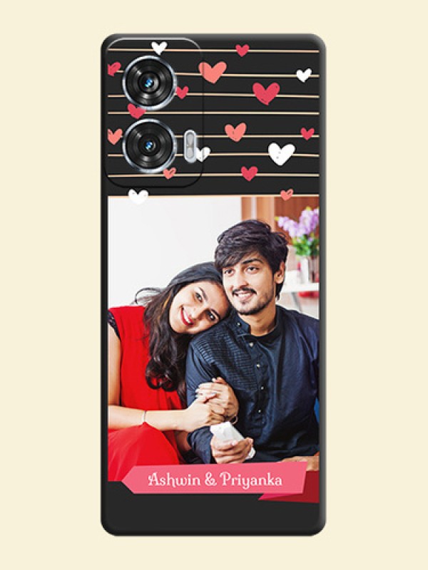 Love Pattern with Name on Pink Ribbon on Photo On Space Black Custom Soft Matte Mobile Back Cover - Motorola Edge 50 Fusion