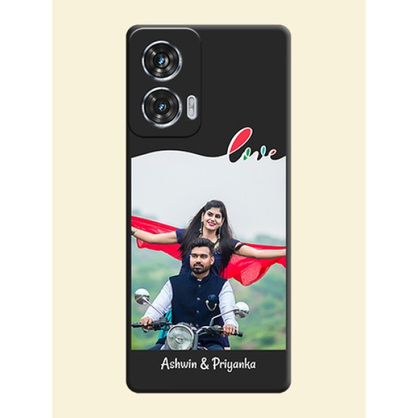 Fall in Love Pattern with Picture on Photo On Space Black Custom Soft Matte Mobile Back Cover - Motorola Edge 50 Fusion Fall in Love Pattern with Picture on Photo On Space Black Custom Soft Matte Mobile Back Cover - Motorola Edge 50 Fusion