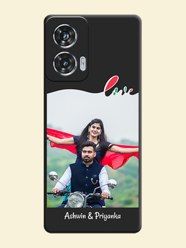 Fall in Love Pattern with Picture on Photo On Space Black Custom Soft Matte Mobile Back Cover - Motorola Edge 50 Fusion