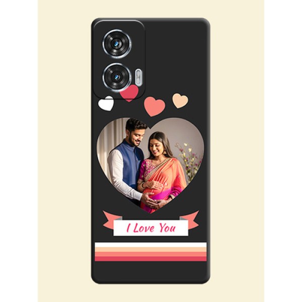 Love Shaped Photo with Colorful Stripes On Space Black Custom Soft Matte Mobile Back Cover - Motorola Edge 50 Fusion Love Shaped Photo with Colorful Stripes On Space Black Custom Soft Matte Mobile Back Cover - Motorola Edge 50 Fusion