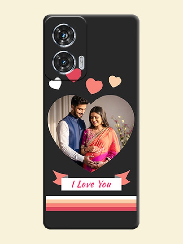 Love Shaped Photo with Colorful Stripes On Space Black Custom Soft Matte Mobile Back Cover - Motorola Edge 50 Fusion