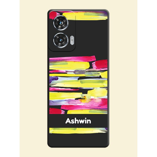 Brush Coloured On Space Black Custom Soft Matte Mobile Back Cover - Motorola Edge 50 Fusion Brush Coloured On Space Black Custom Soft Matte Mobile Back Cover - Motorola Edge 50 Fusion