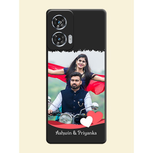 Pin Color Love Shaped Ribbon Design with Text On Space Black Custom Soft Matte Mobile Back Cover - Motorola Edge 50 Fusion