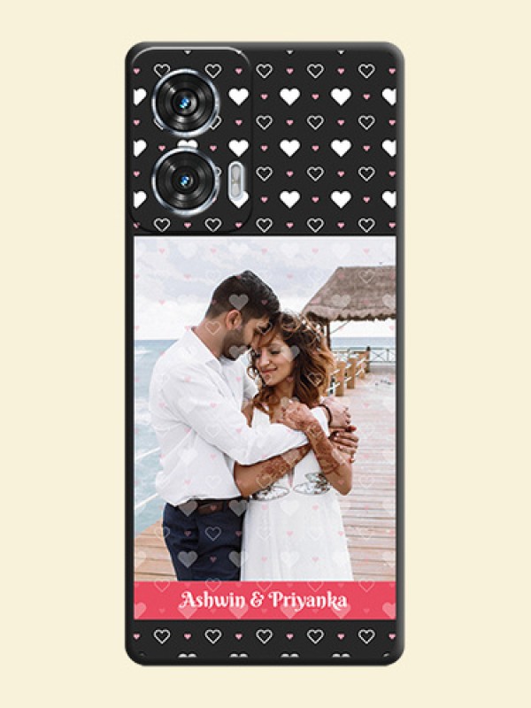White Color Love Symbols with Text Design on Photo On Space Black Custom Soft Matte Mobile Back Cover - Motorola Edge 50 Fusion
