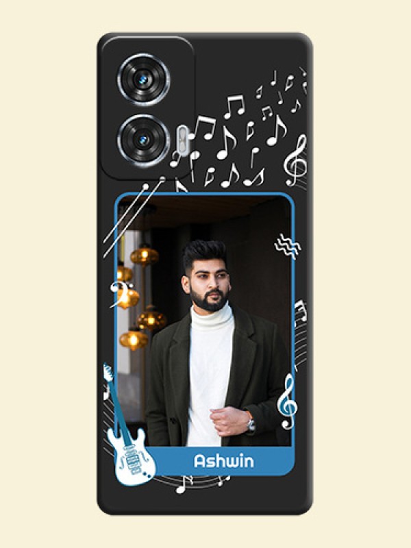 Musical Theme Design with Text on Photo On Space Black Custom Soft Matte Mobile Back Cover - Motorola Edge 50 Fusion
