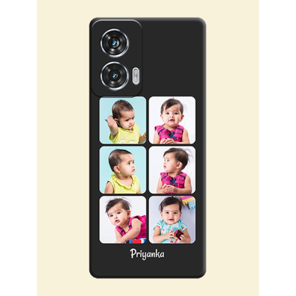 Floral Art with 6 Image Holder on Photo On Space Black Custom Soft Matte Mobile Back Cover - Motorola Edge 50 Fusion Floral Art with 6 Image Holder on Photo On Space Black Custom Soft Matte Mobile Back Cover - Motorola Edge 50 Fusion