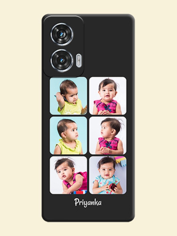Floral Art with 6 Image Holder on Photo On Space Black Custom Soft Matte Mobile Back Cover - Motorola Edge 50 Fusion