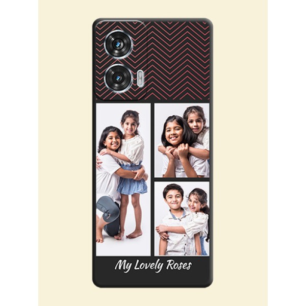 Wave Pattern with 3 Image Holder On Space Black Custom Soft Matte Mobile Back Cover - Motorola Edge 50 Fusion Wave Pattern with 3 Image Holder On Space Black Custom Soft Matte Mobile Back Cover - Motorola Edge 50 Fusion