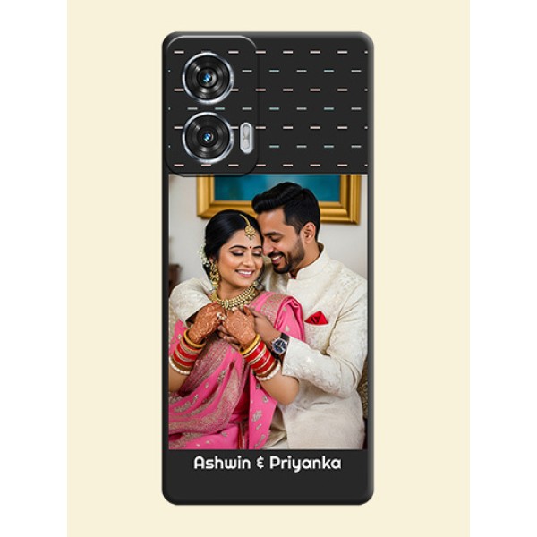 Line Pattern Design with Text On Space Black Custom Soft Matte Mobile Back Cover - Motorola Edge 50 Fusion Line Pattern Design with Text On Space Black Custom Soft Matte Mobile Back Cover - Motorola Edge 50 Fusion