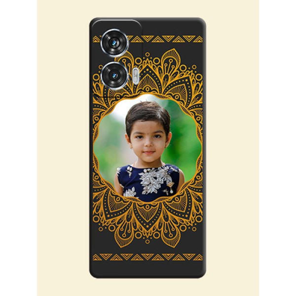 Round Image with Floral Design On Space Black Custom Soft Matte Mobile Back Cover - Motorola Edge 50 Fusion Round Image with Floral Design On Space Black Custom Soft Matte Mobile Back Cover - Motorola Edge 50 Fusion