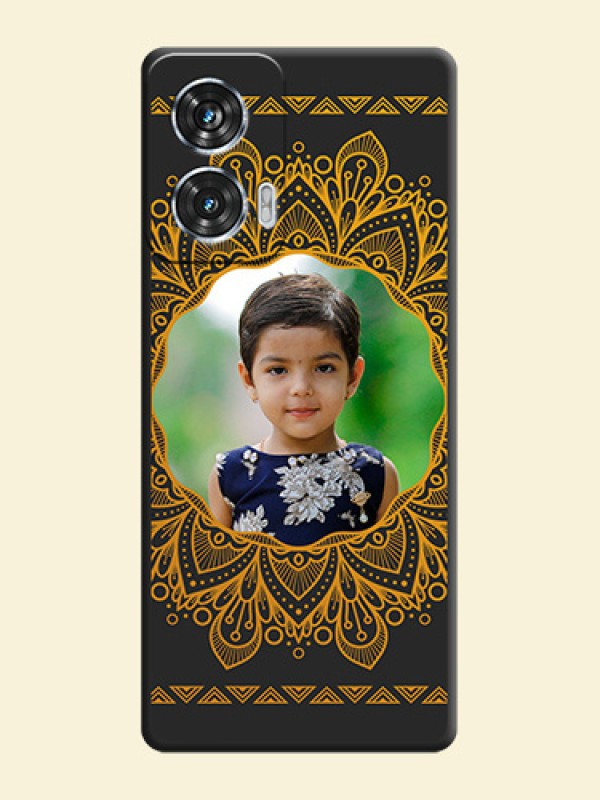 Round Image with Floral Design On Space Black Custom Soft Matte Mobile Back Cover - Motorola Edge 50 Fusion