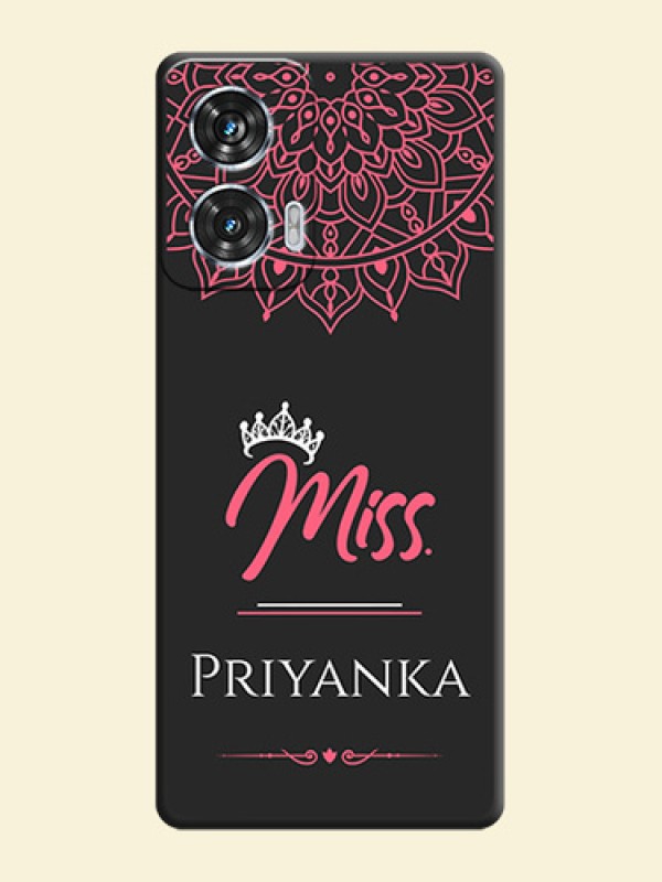 Mrs Name with Floral Design On Space Black Custom Soft Matte Mobile Back Cover - Motorola Edge 50 Fusion