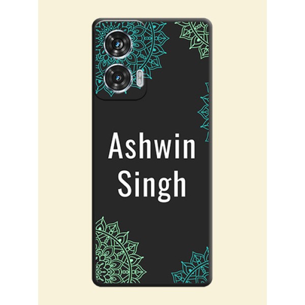 Your Name with Floral Design On Space Black Custom Soft Matte Mobile Back Cover - Motorola Edge 50 Fusion Your Name with Floral Design On Space Black Custom Soft Matte Mobile Back Cover - Motorola Edge 50 Fusion