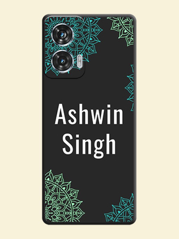 Your Name with Floral Design On Space Black Custom Soft Matte Mobile Back Cover - Motorola Edge 50 Fusion