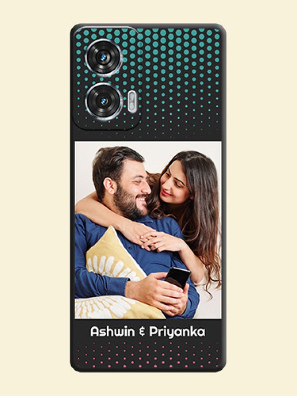 Faded Dots with Grunge Photo Frame and Text On Space Black Custom Soft Matte Mobile Back Cover - Motorola Edge 50 Fusion