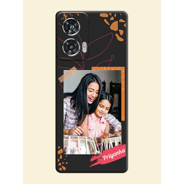 Orange Photo Frame On Space Black Custom Soft Matte Mobile Back Cover - Motorola Edge 50 Fusion Orange Photo Frame On Space Black Custom Soft Matte Mobile Back Cover - Motorola Edge 50 Fusion