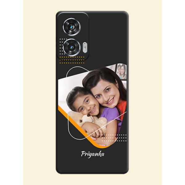 Yellow Triangle on Photo On Space Black Custom Soft Matte Mobile Back Cover - Motorola Edge 50 Fusion